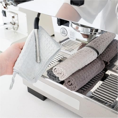 watchget Barista Microfiber Cloths - 4 Pack (12x12) Professional Cleaning Towels for Espresso Machines, Steam Wands & Countertops Essential Coffee Bar Accessories