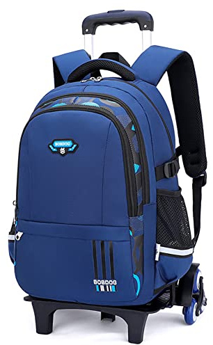 LANSHIYA Boys Rolling Backpack Elementary Middle School Students Bookbag with Wheel Teens Trolley Removable Schoolbag