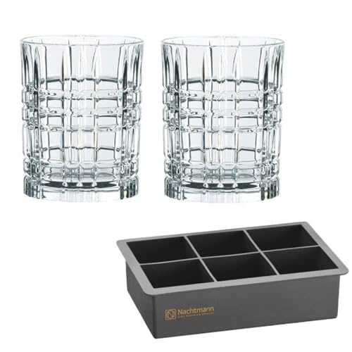 Nachtmann Square Whisky Ice Cube Set: 2 Whiskygläser + 1 Eiswürfelform