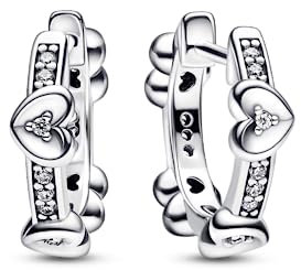 Pandora Strahlende Funkelnde Herzen Creolen aus Sterlingsilber mit Zirkonia in der Farbe Silber, Pandora Moments Collection, 292498C01