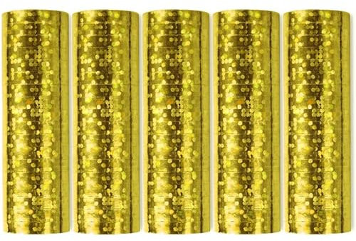 Luftschlangen Papier bunt Party Deko Geburtstag Hochzeit Set holografisch, Stück:5 Stück, Luftschlangen:Gold holografisch metallic