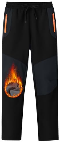 MoFiz Kids Boy's Snow Ski Pants - Fleece Snowboard Pants, Outdoor Waterproof Windproof, Black 8-9