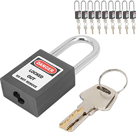 Candados De Bloqueo Y Etiquetado, 10 Candados De Seguridad, Candados Loto Con Llave Diferente, Candados Loto Para Estación De Kits De Bloqueo Y Etiquetado(Negro)