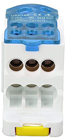 Scatola di Distribuzione Terminale 690V 160A Scatola di Giunzione Unipolare Tipo Binario Morsettiera su Guida DIN Scatola di Giunzione di Alimentazione per elettricità (Blu)