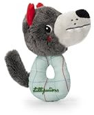 Lilliputiens - Mini-Rassel Louis der Wolf - Sensorisches Frühförderungsspielzeug für Babys - Fördert Sehen, Hören und Motorik - Perfekt ab Geburt - Weiches, lustiges Kuscheltier - 83482