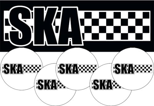 SKA Checkerboard 5 x Aufkleber + 5 x Button Pack