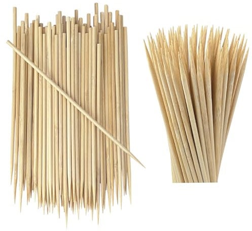 8 Inch Wooden Toothsticks 100PCS - Ideal Skewers for Appetizers, Chocolate Fountain Machine Use, Perfect Marshmallow Roasting Sticks - Durable and Eco-Friendly for Charcuterie, Grilling and Party