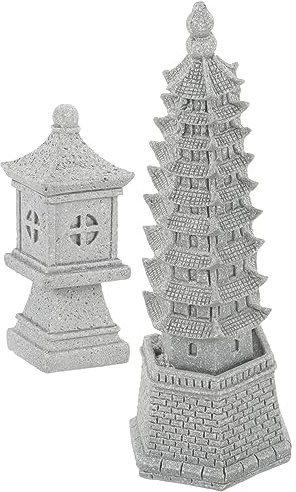 CIMAXIC 2 Stück Sandstein Pavillon Miniatur Gartenpagode Landschaftsschmuck Bonsai Zubehör