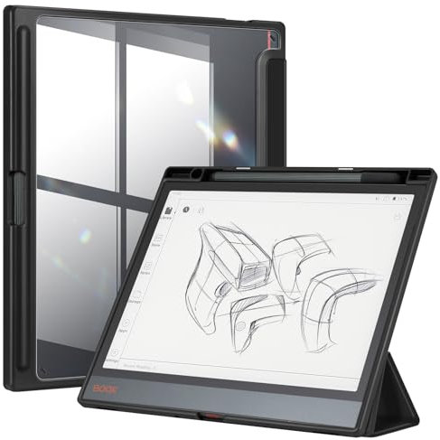 Fintie Custodia ibrida sottile compatibile con tablet BOOX Note Air3 C da 10,3 pollici, versione 2023, [portapenne integrato] copertura antiurto con guscio posteriore trasparente trasparente,