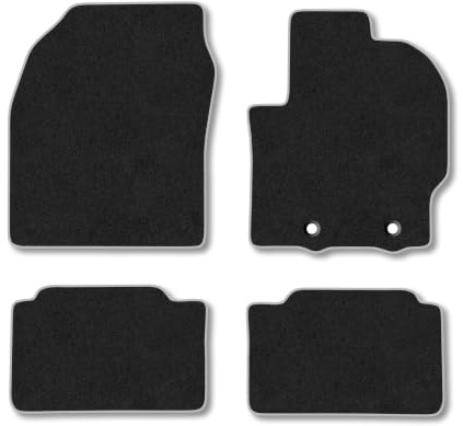 Fits Toyota Yaris (2020+) [Full Hybrid] Carpet Car Floor Mats | Tailored Fit Tufted-Pile Premium Carpet Red Trim Non-Slip Floor Mats Full Coverage Compatible Accessory Front Rear