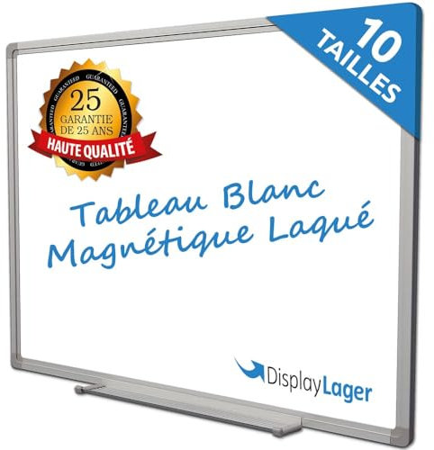 DisplayLager Tableau blanc magnétique laqué - Idéal pour le bureau, l'école, la salle d'enseignant, la cuisine et les salles de séminaire - Laqué - 60 x 45 cm