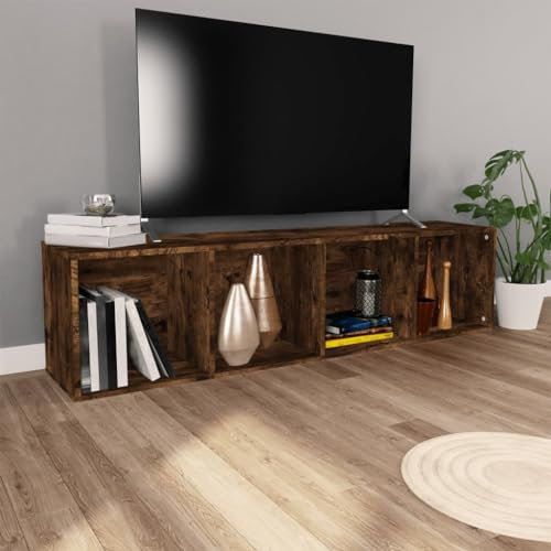 QJBSAVVA Bücherschrank, Trofast Regal Bücherregal Lagerregal Kellerregal Geeignet für Abstellraum Balkon Wohnzimmer Büro TV-Schrank Räuchereiche 36x30x143cm Holzwerkstoff