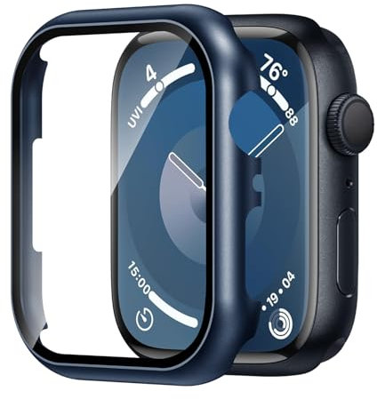 Protectores de Pantalla para Apple Watch 9 45mm, Vidrio Templado 9h Marco de AleacióN de Aluminio, Mantiene el Original, Sensible al Tacto,PelíCula Protectora Ligera para Apple Watch Serie 9 8 7