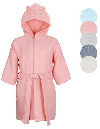 KAKU NANU Peignoir de Bain Enfant Coton Peignoir Éponge Enfant Serviette Robe de Chambre Bebe 2 3 4 Ans Rosa Peignoirs Fille