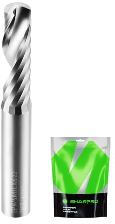 SHARPRO O Flute Upcut Spiral Router Bit 1/4 Inch Shank 1/4 Inch Cutting Dia. Carbide Single Flute CNC Router Bit, Ideal for Aluminum, Plastic, Acrylic, Wood, MDF and PVC