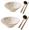 Ceramic Japanese Ramen Bowl Noodles Bowls for Soup Pho Udon Soba Salad Snack Cereal Dishes with Spoons Chopsticks 900ml Gift Set (Fortune Cat)