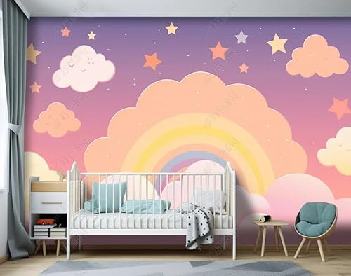 Fototapete 3d effekt tapete Karikatur Regenbogen Wolken Vlies Tapeten Wandtapete Wohnzimmer Schlafzimmer Wand Dekoration Moderne 450CM(B)*315CM(H)