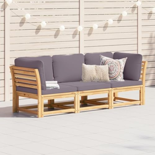 Gecheer 3-TLG. Gartenlounge Set Holz, Loungemöbel Terrasse, Terrassensofa, Balkonlounge Set, Lounge Gartenmöbel Set, Kissen, Massivholz Akazie