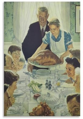 blnuls Freedom from Want by Norman Rockwell Kunstdrucke, Poster, Leinwandkunst, Wandkunst, Bild, Druck, moderne Familiendekoration, Poster, 60 x 90 cm