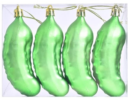 Grüner Gurken-Anhänger – 4 Stück Weihnachtsgurken-Ornamente | Simulation Gurke Weihnachtsbaum Anhänger, Weihnachtsbaum Gurke Anhänger, Weihnachtsgurke traditionelle Dekoration für Zuhause