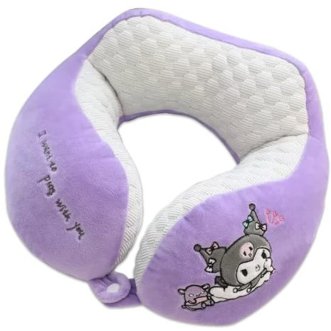 Roffatide Cartoon Kurom U-Form Nackenkissen Stickerei Plüsch Reise Kissen zum Schlafen Weihnachten und Geburtstagsgeschenk