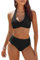 AI'MAGE Damen Bikini Set Sexy Triangel Badeanzug Strand Ties Zweiteiliger Bademode Bikinihose Swimsuit, Schwarz, XXL