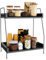 Trintion Coffee Station Organizer 2 Tier Coffee Bar Accessories Organiser Wooden Kitchen Counter Shelf Coffee Condiment Storage Standing Coffee Station and Organiser Coffee Caddy (Black)