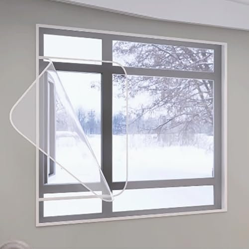 Kit Pellicola Isolamento Finestre per L'Inverno,Pellicola Isolante Trasparente con zippato,per finestre, porte scorrevoli, vari infissi in metallo (150cmx110cm,Polivinilcloruro (PVC))