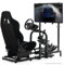 Anman Racing Simulator Cockpit 50mm große runde Rohr vertikale Halterung Sitz mit Monitor Display TV Stand Fit für Logitech/Thrustmaster/Fanatec G29 G920, Rad Shifter Pedale nicht enthalten