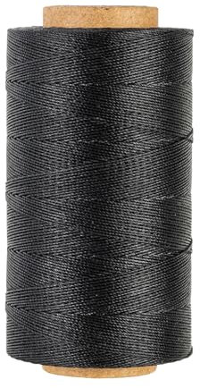 Filo cerato rotondo in poliestere legato da 0,55 mm, ad alta resistenza, 400 metri, per lavori di artigianato in pelle, cuciture, rilegatura, braccialetti e gioielli macramè, colore: nero