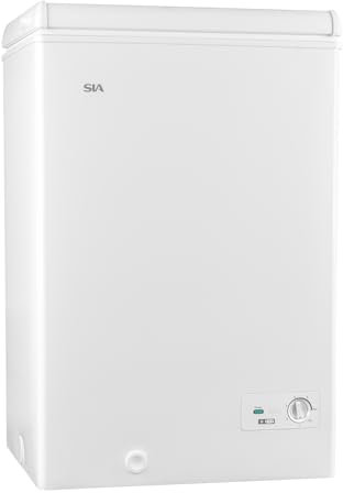 SIA HSCHF97WH/E Freestanding 97L White Chest Freezer With Removable Wire Basket, Adjustable Temperature Control, E Rated, 2 Years Parts And Labour Guarantee