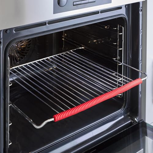 Extending Chrome-Plated Oven Shelf with Heat Resistant Silicone Sleeve & Adjustable Telescopic Arms – Universal Replacement or Additional Gas or Electric Oven Rack Shelving – W39-65cm x L31cm