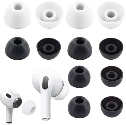 GHPKOTW 6 Paia Auricolari in Silicone Gommini Auricolari con Foro per Riduzione del Rumore per Airpods PRO in Ear Auricolari di Ricambio Cuscinetti Ear (S/M/L Bianco E Nero)