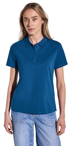 STREET ONE Damen A322942 Poloshirt mit Rippstruktur, Dodger Blue, 42