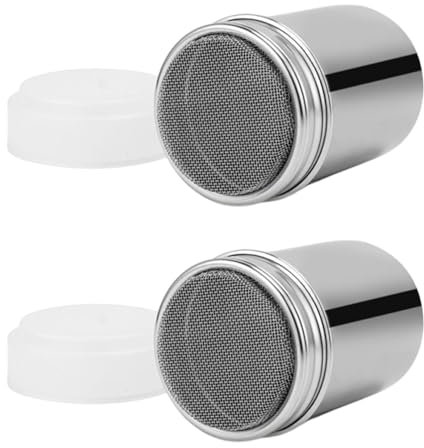 2 Stück Puderzuckerstreuer,Mehlstreuer Mit Deckel,Kakaostreuer Für Cappuccino Edelstahl,Staubzuckerstreuer Mehlsieb,Staubzuckermühle Streuer,Puderzuckersieb Shaker Sieb Zuckerstreuer (Mit Deckel)