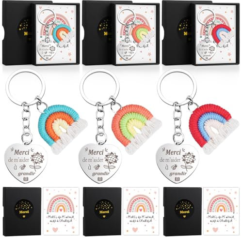 iZoeL Cadeau Maitresse Porte Clés Cadeaux Maitresse Femmes Hommes Cartes Remerciement Porte Clés Cadeau Remerciement pour Enseignant de Maternelle - Cadeau de Fin d'études pour Doyen Professeur