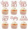 Sotpot 30PCS Happy 80th Birthday Cupcake Toppers Rose Gold Glitter 80 Fabulous Cheers to 80 Cupcake Decorations for 80th Birthday Anniversary Party Supplies