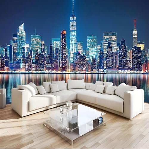 Carta da parati, Murali Architettura Di New York Adesivi da Parete Skyline Della Città Murali Decorazioni per Camera da Letto Soggiorno Ufficio 300x210cm