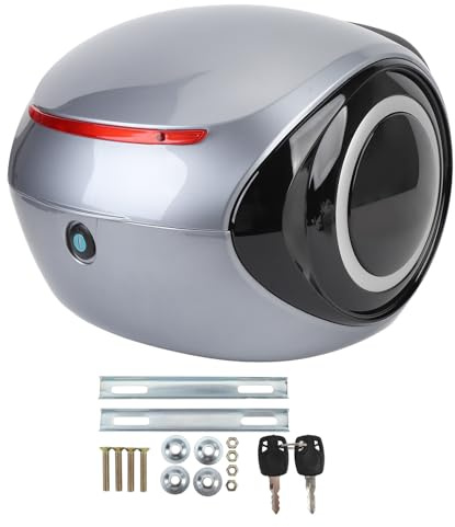 Tissting 32L Topcase, täglicher Heckkoffer Kofferraumträger ABS Sportlicher Stil Wasserabweisend Staubdicht Tragbarer Kofferraum-Topcase für Elektro Fahrrad Roller (Grau)