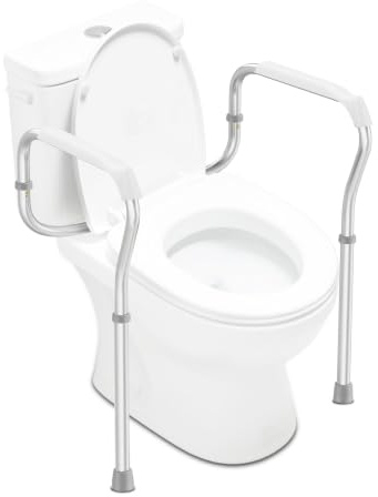 Supporto per WC regolabile in altezza, telaio di sicurezza per WC, 5 livelli di altezza regolabile con piedini in gomma antiscivolo, per anziani disabili donne incinte(A)