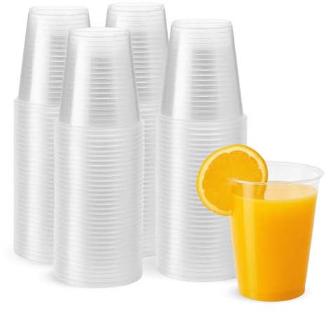 CHEFZOCO Vasos Plástico Desechables, Vasos para fiestas, cumpleaños, Vasos Litrona, Maceta para bebidas, Apto para bebidas calientes y frias, Capacidad 300 cc, Pack 100 vasos.