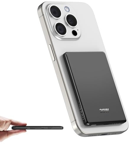 Dbasne Magnetische Power Bank, für Magsafe Powerbank 5000mAh, PD 20W Schnelles Aufladen Tragbares Ladegerät, QC 3.0 Externe Handyakku mit USB-C für iPhone 16/15/14/13/Pro Serie Travel Camping Outdoor