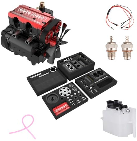 RCXTechPro SEMTO Engine ST-NF2 Inline Twin-Cylinder 7.0cc Nitro Engine Model Set with F-Type Glow Plug, Fuel Tank, Oil Pipe & Ignition Module