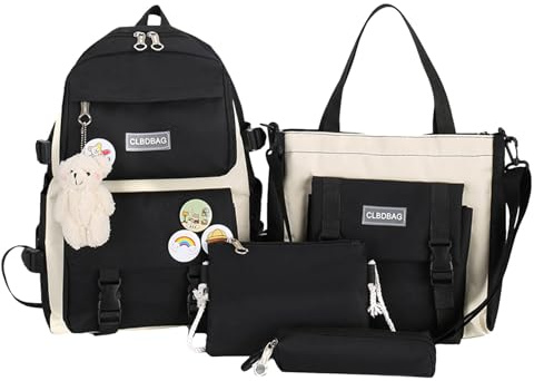 Generisch Teenager-Laptop-Rucksack,4er-Set süßes Rucksack-Schulranzen-Set mit Handtasche, Mäppchen, Umhängetasche - Aufbewahrung Schultasche für Laptop, Telefone, Bücher