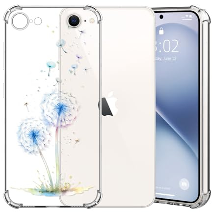 ChoosEU Transparent Hülle für iPhone SE 2022/2020 (SE 3/2) / 7/8, Löwenzahn | Weich TPU Silikon, Handyhülle mit Blume Muster Motiv für Mädchen, Dünn Case, Stoßfeste Airbag Schutzhülle Durchsichtig Cover