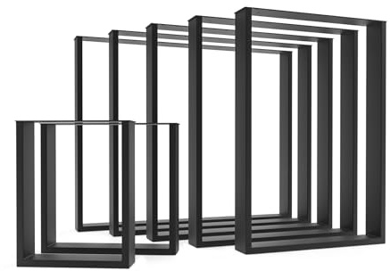 HEVVA Tischbeine Basel | Stabile Konstruktion | Tischkufen Metall Tischgestell für Esstisch, Küchentisch, Arbeitstisch, Schreibtisch, Gartentisch, Couchtisch, Bank (1x Tischbein - Schwarz – 60x72 cm)