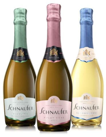 Sekt Geschenkset alkoholfrei & klassisch – Schnaufer 3er Mix mit Riesling, Pinot Noir Rosé & Alkoholfreiem Sekt – Familienkellerei seit 1918 aus Baden-Württemberg (3 x 0,75L)