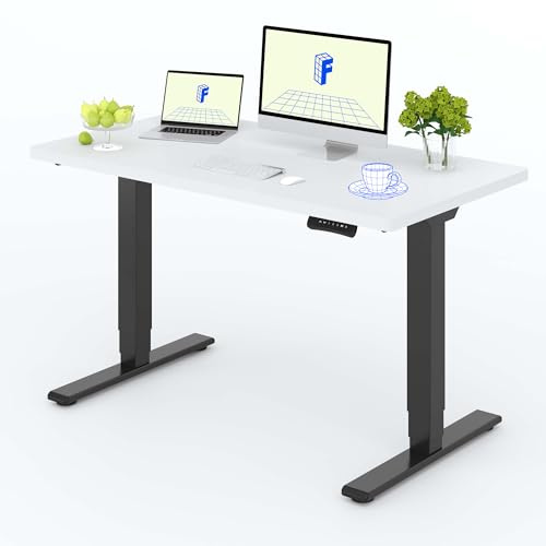 FLEXISPOT Höhenverstellbarer Schreibtisch mit 25 mm einteiliger Tischplatte, Elektrischer Schreibtisch mit Dual-Motor, 3-Fach Teleskop, 160 kg Tragkraft (120x80cm, schwarz+weiß)