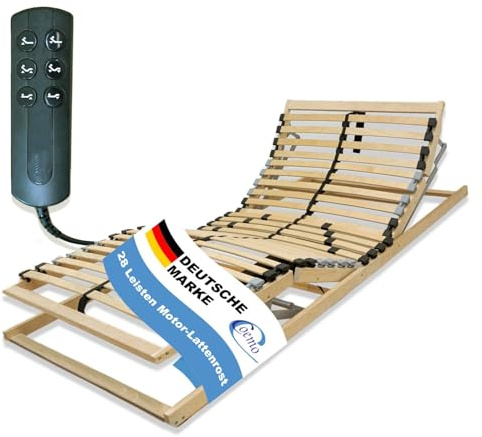 Coemo 7-Zonen Lattenrost Ergo KF mit Motor Kopf- und Fußteil, 100x200 cm | 28 Federleisten, individuelle Härtegradeinstellung, mit Notstromabsenkung, Bausatz, Elektrischer Komfort, Ideal zum Lesen