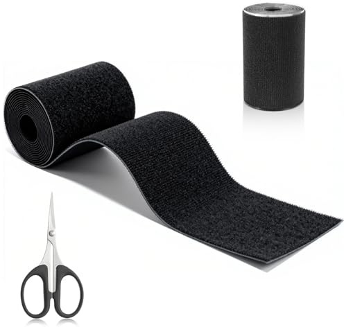 MFUSUL Selbstklebendes Stoff Reparaturband,Wasserdichtes Textilklebeband Schwarz 10x200cm,Reißfestes Gewebeklebeband Universell für Sofa,Autositze,Zelt & Outdoor Textilien